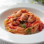 春キャベツとチキンのアラビアータ