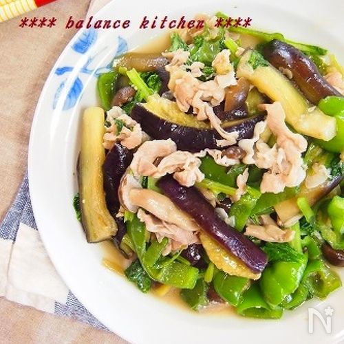 油控えめ。豚肉となすピーマンのナンプラー炒め