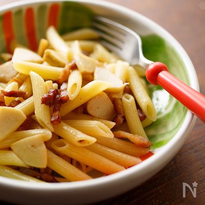 タケノコとパンチェッタのショートパスタ