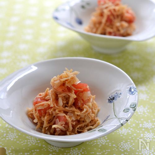 切り干し大根とトマトの炒めねぎ和え