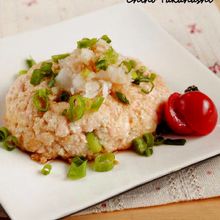 サーモンと豆腐の蒸しバーグ