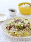 牛肉とねぎの春雨炒め・おろしポン酢