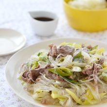 牛肉とねぎの春雨炒め・おろしポン酢