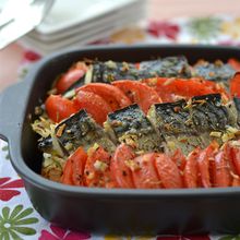 塩サバのフレッシュトマトオーブン焼き