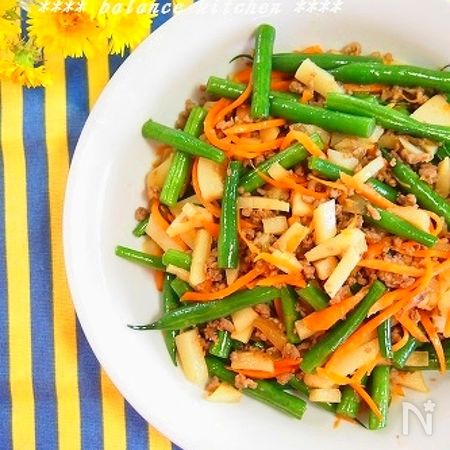 簡単 いんげんとタケノコのザーサイそぼろ炒め By 河埜 玲子 レシピサイト Nadia ナディア プロの料理家のおいしいレシピ