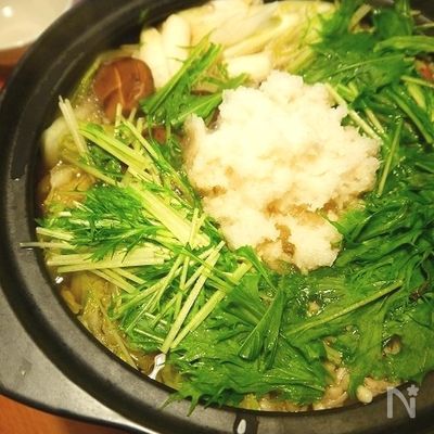 生姜たっぷりポカポカみぞれ鍋(柚子こしょうポン酢で!)