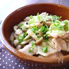 鶏むね肉としめじの柚子胡椒バタポン炒め