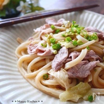 レンジでバターポン酢うどん柚子胡椒風味