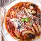 レンジで簡単!カボチャ入り和風味噌トマト煮込み