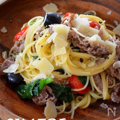 牛肉とトマトのパスタ