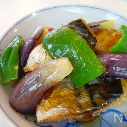 塩サバ立田揚げと茄子の甘酢あんかけ