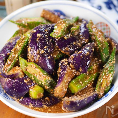 ヘルシー和食のお惣菜🥗✨なすとオクラの胡麻和え♪