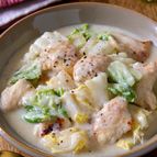 【鶏むね肉と白菜の塩麹クリーム煮】シンプルな味付け♪