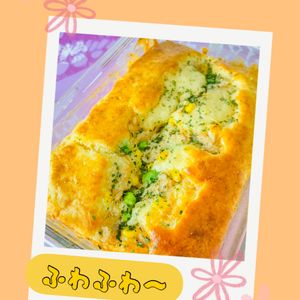 ちひろの作ってみた!投稿(耐熱容器で混ぜるだけ♪ふわっとおいしいツナマヨコーンパン)