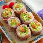 キャベツの肉巻き塩ガーリック炒め