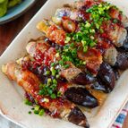 なす丸ごと味わう！とろとろ♡【なすの甘辛豚バラ肉巻き】