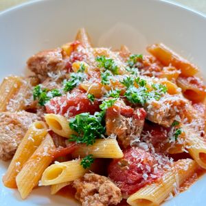 すみの作ってみた!投稿(【ボロネーゼ風♡ひき肉のトマトパスタ】ワンパン&包丁不要♡)