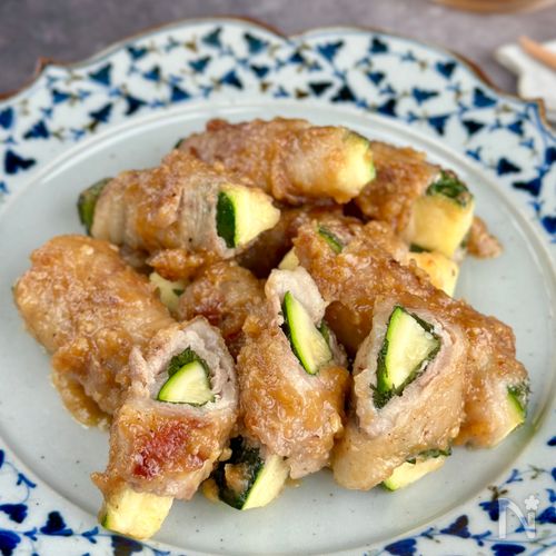ズッキーニと大葉の豚バラ巻き【甘辛ごま味噌】