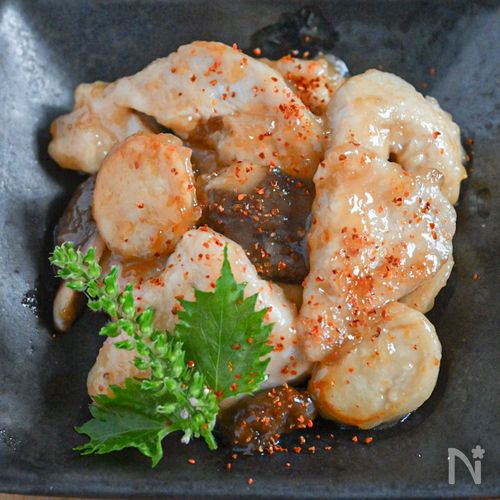 お酒がすすむ！むね肉とエリンギのポン酢バター