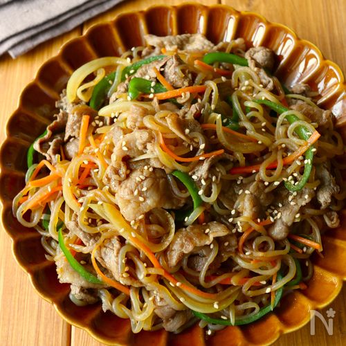 ワンパン10分！【上州牛としらたきのチャプチェ風炒め】