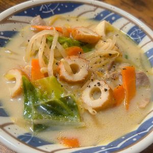 もつの作ってみた!投稿(【たっぷり野菜のちゃんぽん風スープ】カット野菜ですぐできる！)