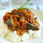 【ナスのキーマカレー】野菜ジュースでコクうま～♪
