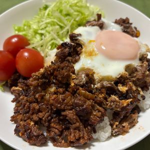 こならの作ってみた!投稿(ワンパン＼ロコモコ風そぼろ丼／)