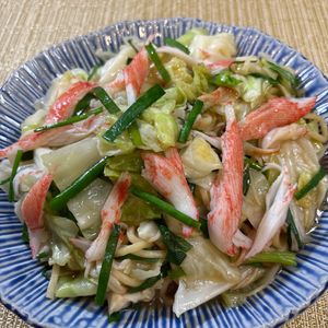 楽ラク手抜キッチン🐶🐾の作ってみた!投稿(パパッと完成♪『キャベツとカニカマのあんかけ麺』簡単5分♡)