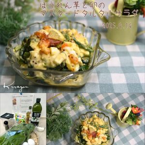 クラ蔵の作ってみた!投稿(マヨ不使用♪ほうれん草と卵のマスタードタルタルサラダ)