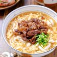 【甘辛肉のふわとろ卵あんかけうどん】甘めの味付けがおいしい♡