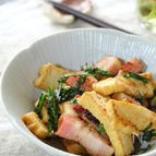 春菊と厚揚げ＆ベーコンの炒めもの