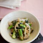 焼きれんこんとアスパラのたらこ海苔和え