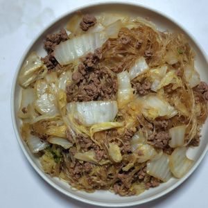 ふうかの作ってみた!投稿(満腹★白菜と春雨のオイスターソース炒め煮)