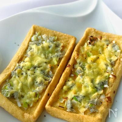 おつまみに！＊しらすネギチーズの油揚げピザ＊