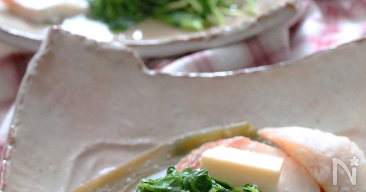 豆苗とタラの簡単塩糀蒸し
