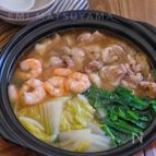 ＊鶏肉とむき海老と白菜とほうれん草のとろみ鍋＊