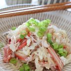 カニかまぼこと春雨の卵白炒め