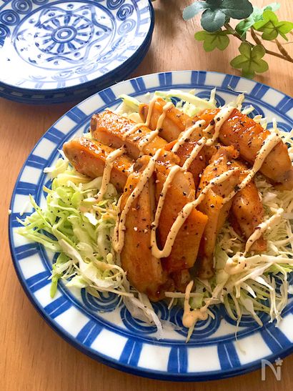 キャベツも美味しい・子供も喜ぶ♡手羽中のてりやきマヨネーズ