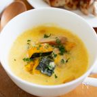 『かぼちゃとウインナーの豆乳ミルクスープ』やさしい味わい♡