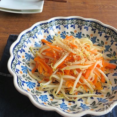 フライパン1つで簡単◎もやしとにんじんのさっぱりナムル