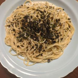 たりおの作ってみた!投稿(混ぜるだけで絶品！海苔まみれクリームパスタ)