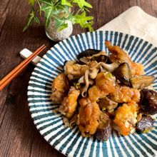 油淋鶏風!鶏の唐揚げと野菜のねぎソース和え*