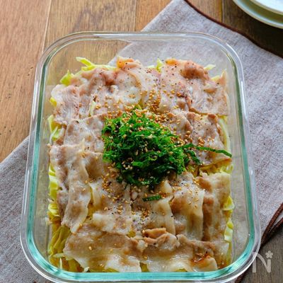 レンジで簡単♪豚バラきゃべつの旨ぽんマヨ蒸し
