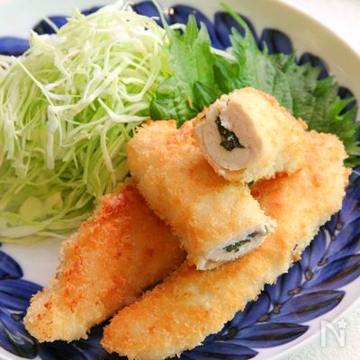 ささみの梅しそフライ《揚げない!フライパンで♪》
