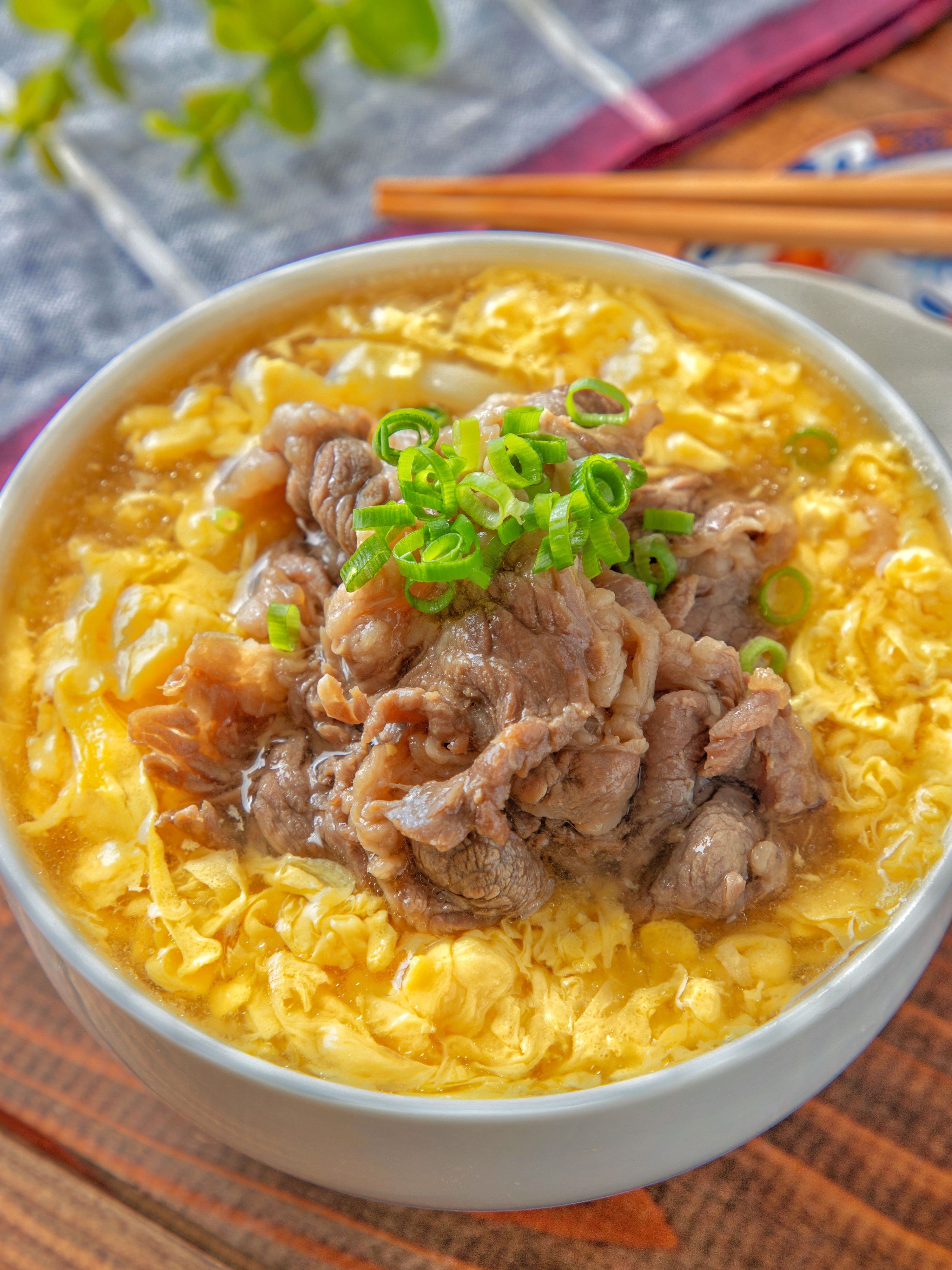 甘辛牛肉のせ かきたまあんかけうどん】失敗無しで簡単！ | レシピ