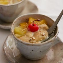 ごまソースでフルーツたっぷり豆腐のスイーツ