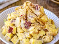 食材2つで簡単【さつまいもの和風だしマヨサラダ】旨味たっぷり