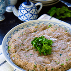 シャキシャキれんこんと挽き肉のあっさり皿蒸し