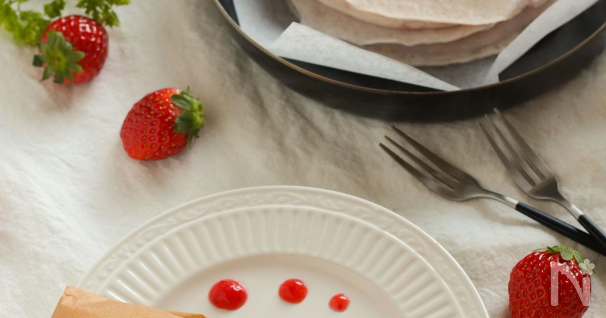 モチモチな皮が美味しい！いちご大福風米粉クレープ