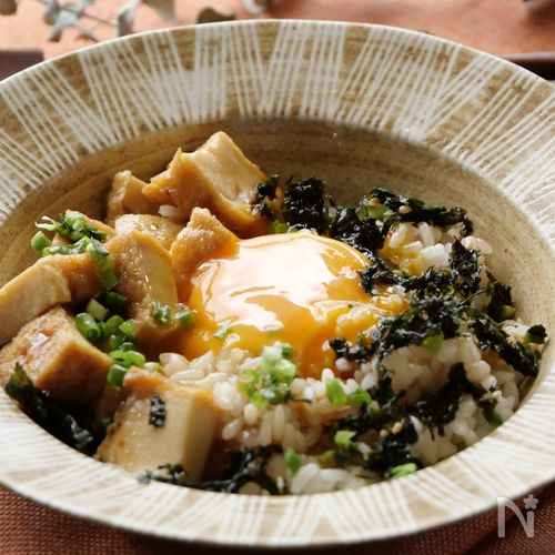 【5分でひと品💛】甘辛♪あげ豆腐のとろたま丼